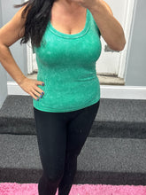 ZENANA 2 WAY NECKLINE WASHED RIBBED CROPPED TANK TOP - ASSORTED COLORS