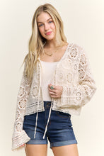 Crochet Lace Open Front Cardigan - Black or Natural