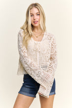 Crochet Lace Open Front Cardigan - Black or Natural