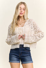 Crochet Lace Open Front Cardigan - Black or Natural