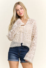 Crochet Lace Open Front Cardigan - Black or Natural