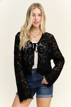 Crochet Lace Open Front Cardigan - Black or Natural