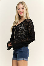 Crochet Lace Open Front Cardigan - Black or Natural