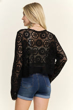 Crochet Lace Open Front Cardigan - Black or Natural