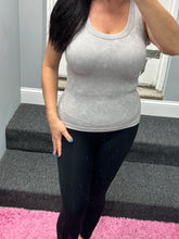 ZENANA 2 WAY NECKLINE WASHED RIBBED CROPPED TANK TOP - ASSORTED COLORS