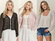 Long Sleeve Sweater Cardigan - Off White, Black or Pink