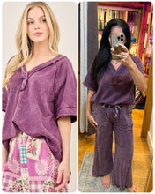 Mineralwashed Vneck Best Basic Soft Tshirt - Eggplant