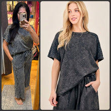 Mineral Washed Boho Trim Blouse Top - Ashed Black