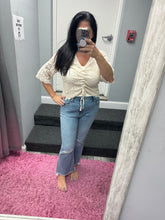 Front Drawstring Crochet Top - Beige Or Black
