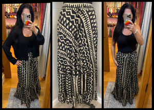 Maxi Skirt - Black/Beige