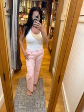 1822 Denim 28" Mid Rise Slim Wide Leg Jean W/ Raw Hem In Pink Blush