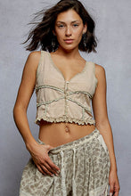 POL V-neck sleeveless top in ribbed knit with dyed to match lace detailing - Assorted Colors