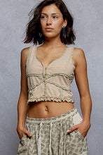 POL V-neck sleeveless top in ribbed knit with dyed to match lace detailing - Assorted Colors