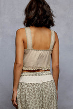 POL V-neck sleeveless top in ribbed knit with dyed to match lace detailing - Assorted Colors