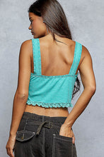 POL V-neck sleeveless top in ribbed knit with dyed to match lace detailing - Assorted Colors