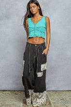 POL V-neck sleeveless top in ribbed knit with dyed to match lace detailing - Assorted Colors