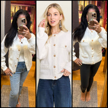 Button Front Cardigan Sweater Pocket - Black or Off White