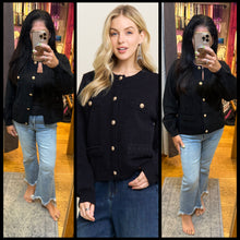Button Front Cardigan Sweater Pocket - Black or Off White
