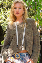 POL V-neck hooded cable knit chenille sweater - Assorted Colors