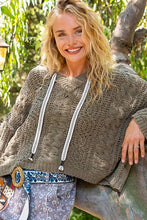 POL V-neck hooded cable knit chenille sweater - Assorted Colors