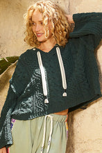 POL V-neck hooded cable knit chenille sweater - Assorted Colors