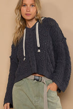 POL V-neck hooded cable knit chenille sweater - Assorted Colors
