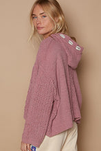 POL V-neck hooded cable knit chenille sweater - Assorted Colors