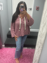 POL V-neck hooded cable knit chenille sweater - Assorted Colors