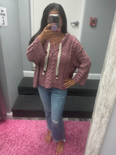 POL V-neck hooded cable knit chenille sweater - Assorted Colors