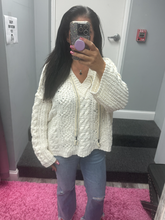 POL V-neck hooded cable knit chenille sweater - Assorted Colors