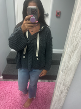 POL V-neck hooded cable knit chenille sweater - Assorted Colors
