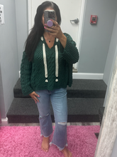 POL V-neck hooded cable knit chenille sweater - Assorted Colors