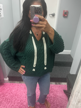 POL V-neck hooded cable knit chenille sweater - Assorted Colors