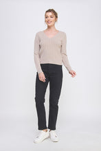 Pointelle Pullover Sweater With Scallop V-neck - Assorted Colors