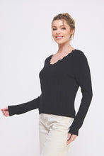 Pointelle Pullover Sweater With Scallop V-neck - Assorted Colors