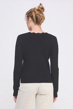 Pointelle Pullover Sweater With Scallop V-neck - Assorted Colors