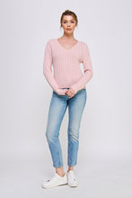 Pointelle Pullover Sweater With Scallop V-neck - Assorted Colors
