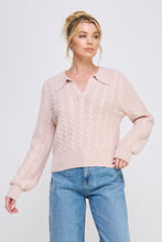 Cable Knit Johnny Collar Pullover - Assorted Colors