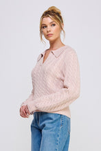Cable Knit Johnny Collar Pullover - Assorted Colors
