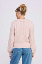 Cable Knit Johnny Collar Pullover - Assorted Colors