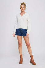 Cable Knit Johnny Collar Pullover - Assorted Colors