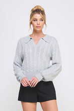 Cable Knit Johnny Collar Pullover - Assorted Colors