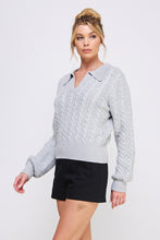 Cable Knit Johnny Collar Pullover - Assorted Colors