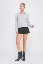 Cable Knit Johnny Collar Pullover - Assorted Colors