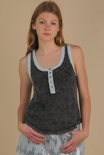 Washed Knit & Denim Contrast Detail Tank Top -Black or Denim