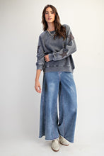 Easel Star Patched Washed Terry Pullover - Charcoal