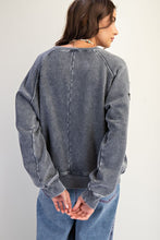Easel Star Patched Washed Terry Pullover - Charcoal