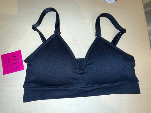 Strap-Its Black Plunge With Onyx Crystals on Black Bra