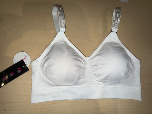 Strap-its Basic White Bra With Clear Crystals White