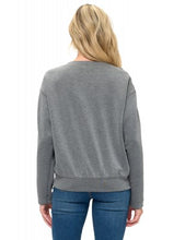 ARIELLA CREW NECK W/ PLEATHER SLEEVE IN SCUBA - CHARCOAL/BLACK